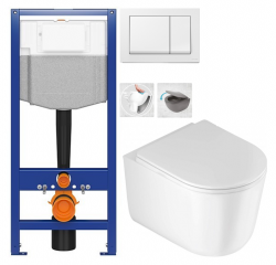 CERSANIT předstěnový instalační systém s bílym tlačítkem K97-516 + WC DEANTE Jasmin se sedátkem RIMLESS (K97-526 516 JA1)