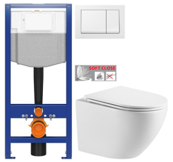 CERSANIT předstěnový instalační systém s bílym tlačítkem K97-516 + WC INVENA LIMNOS /VÍROVÉ SPLACH/ WITH SOFT, včetně soft/close sedátka (K97-526 516 LI1)