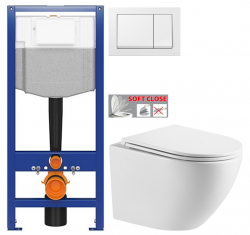 CERSANIT předstěnový instalační systém s bílym tlačítkem K97-516 + WC INVENA LIMNOS WITH SOFT, včetně soft/close sedátka (K97-526 516 LI1)