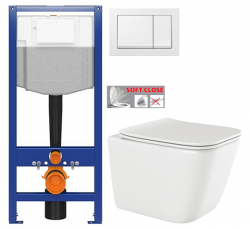 CERSANIT předstěnový instalační systém s bílym tlačítkem K97-516 + WC INVENA PAROS  + SEDÁTKO (K97-526 516 RO1)