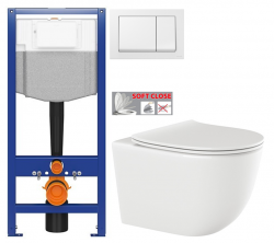 CERSANIT předstěnový instalační systém s bílym tlačítkem K97-516 + WC INVENA TINOS  + SEDÁTKO (K97-526 516 NO1)