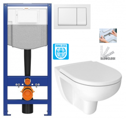 CERSANIT předstěnový instalační systém s bílym tlačítkem K97-516 + WC JIKA LYRA PLUS RIMLESS + SEDÁTKO DURAPLAST SLOWCLOSE (K97-526 516 LY2)