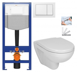 CERSANIT předstěnový instalační systém s bílym tlačítkem K97-516 + WC JIKA LYRA PLUS + SEDÁTKO DURAPLAST SLOWCLOSE (K97-526 516 LY5)