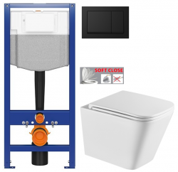CERSANIT předstěnový instalační systém s černým tlačítkem K97-0574 + WC INVENA FLORINA WITH SOFT, včetně soft/close sedátka (K97-526 0574 FL1)