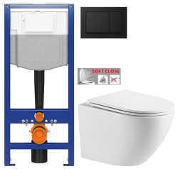 CERSANIT předstěnový instalační systém s černým tlačítkem K97-0574 + WC INVENA LIMNOS /VÍROVÉ SPLACH/ WITH SOFT, včetně soft/close sedátka (K97-526 0574 LI1)