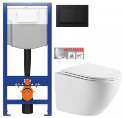 CERSANIT předstěnový instalační systém s černým tlačítkem K97-0574 + WC INVENA LIMNOS WITH SOFT, včetně soft/close sedátka (K97-526 0574 LI1)