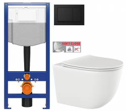 CERSANIT předstěnový instalační systém s černým tlačítkem K97-0574 + WC INVENA TINOS  + SEDÁTKO (K97-526 0574 NO1)