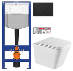CERSANIT předstěnový instalační systém s černým tlačítkem K97-0637 + WC INVENA FLORINA /VÍROVÉ SPLACH/ WITH SOFT, včetně soft/close sedátka (K97-526 0637 FL1)