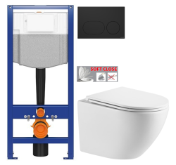 CERSANIT předstěnový instalační systém s černým tlačítkem K97-0637 + WC INVENA LIMNOS /VÍROVÉ SPLACH/ WITH SOFT, včetně soft/close sedátka (K97-526 0637 LI1)