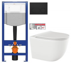 CERSANIT předstěnový instalační systém s černým tlačítkem K97-0637 + WC INVENA TINOS  + SEDÁTKO (K97-526 0637 NO1)