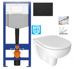 CERSANIT předstěnový instalační systém s černým tlačítkem K97-0637 + WC JIKA LYRA PLUS RIMLESS + SEDÁTKO DURAPLAST SLOWCLOSE (K97-526 0637 LY2)