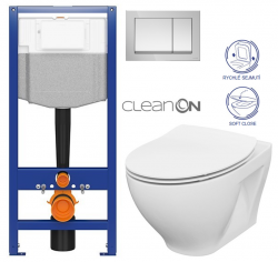 CERSANIT předstěnový instalační systém s tlačítkem chrom K97-509 + WC CERSANIT CLEANON MODUO + SEDÁTKO (K97-526 509 MO1)