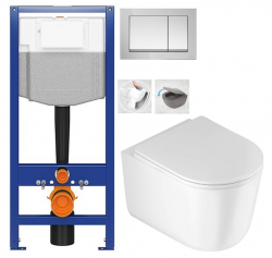 CERSANIT předstěnový instalační systém s tlačítkem chrom K97-509 + WC DEANTE Jasmin se sedátkem RIMLESS (K97-526 509 JA1)