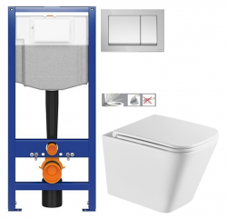 CERSANIT předstěnový instalační systém s tlačítkem chrom K97-509 + WC INVENA FLORINA WITH SOFT, včetně soft/close sedátka (K97-526 509 FL1)