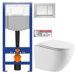 CERSANIT předstěnový instalační systém s tlačítkem chrom K97-509 + WC INVENA LIMNOS /VÍROVÉ SPLACH/ WITH SOFT, včetně soft/close sedátka (K97-526 509 LI1)
