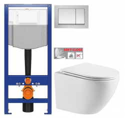 CERSANIT předstěnový instalační systém s tlačítkem chrom K97-509 + WC INVENA LIMNOS WITH SOFT, včetně soft/close sedátka (K97-526 509 LI1)