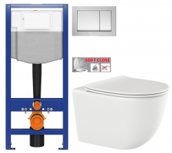 CERSANIT předstěnový instalační systém s tlačítkem chrom K97-509 + WC INVENA TINOS  + SEDÁTKO (K97-526 509 NO1)