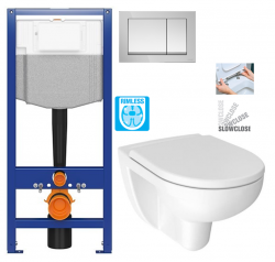 CERSANIT předstěnový instalační systém s tlačítkem chrom K97-509 + WC JIKA LYRA PLUS RIMLESS + SEDÁTKO DURAPLAST SLOWCLOSE (K97-526 509 LY2)