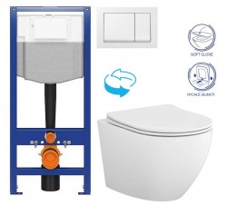 CERSANIT/S - CERSANIT předstěnový instalační systém s bílym tlačítkem K97-516 + WC CERSANIT DESSE VORTEX + SEDÁTKO (K97-526 516 ES1)