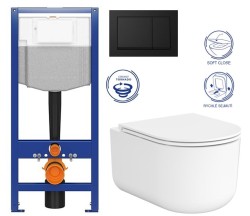 CERSANIT/S - CERSANIT předstěnový instalační systém s černým tlačítkem K97-0574 + WC CERSANIT INTRO PRO OVAL /VÍROVÉ SPLACH/+ SEDÁTKO (K97-526 0574 IR1)