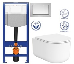 CERSANIT/S - CERSANIT předstěnový instalační systém s tlačítkem chrom K97-509 + WC CERSANIT INTRO PRO OVAL /VÍROVÉ SPLACH/+ SEDÁTKO (K97-526 509 IR1)