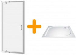 CERSANIT/S - SPRCHOVÉ DVEŘE 80 TRANSPARENT SKLO + VANIČKA (S154-005-SET1)