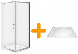 CERSANIT/S - SPRCHOVÝ KOUT 80x80 TRANSPARENT SKLO + VANIČKA (S154-005-SET2)