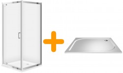 CERSANIT/S - SPRCHOVÝ KOUT 80x90 TRANSPARENT SKLO + VANIČKA (S154-005-SET3)