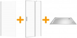 CERSANIT/S - SPRCHOVÝ KOUT 90x80, DVEŘE PRAVÉ TRANSPARENT SKLO + VANIČKA (S162-006-SET3)