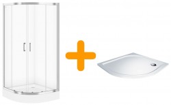 CERSANIT/S - SPRCHOVÝ KOUT ČTVRTKRUH 90x90 TRANSPARENT SKLO + VANIČKA (S158-005-SET1)