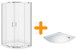 CERSANIT/S - SPRCHOVÝ KÚT ŠTVRTKRUH 90x190 TRANSPARENT SKLO + VANIČKA (S154-002-SET1)