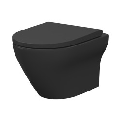 CERSANIT - Sada B574: závěsné WC HF LARGA ovál CLEAN ON TS SLIM WRAP DUR SC EO antracit BOX (S701-610)