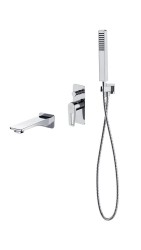 CERSANIT - Sada B727: podomítková vanová baterie + sprchová sada s napojením + výtok MILLE, chrom VIR (S952-037)
