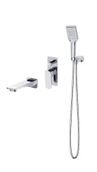 CERSANIT - Sada B729: podomítková vanová baterie + sprchová sada s napojením + výtok LARGA, chrom VIR (S952-039)