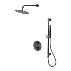 CERSANIT - Sada B916: podomítková vano-sprchová termostatická baterie ZEN, gun metal black (S952-046)