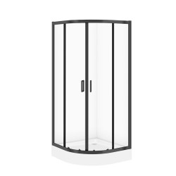 CERSANIT - Sada C707: kout ARTECO černý čtvrtkruh 80x80x190 + vanička TAKO 80x16 VIR (S913-025)