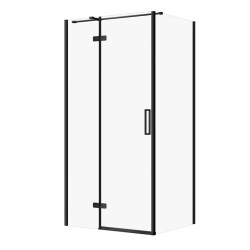 CERSANIT - Sprchový kout JOTA s panty, černý, 100x80x195, levý, čiré sklo (S160-034)