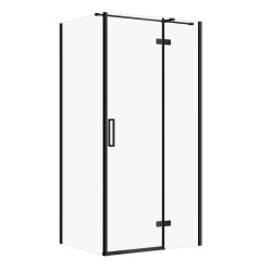 CERSANIT - Sprchový kout JOTA s panty, černý, 100x80x195, pravý, čiré sklo (S160-033)