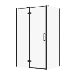 CERSANIT - Sprchový kout JOTA s panty, černý, 120x90x195, levý, čiré sklo (S160-028)