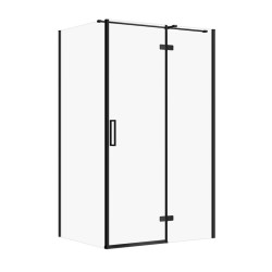 CERSANIT - Sprchový kout JOTA s panty, černý, 120x90x195, pravý, čiré sklo (S160-027)