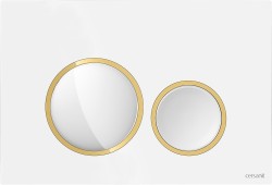 CERSANIT - Tlačítko LUNA RING bílý lesk, detail zlatý lesk (K97-0629)