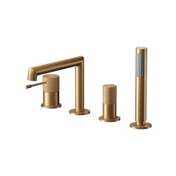 CERSANIT - Vano-sprchová víceotvorová stojánková baterie ZEN, měď broušená (S951-798)