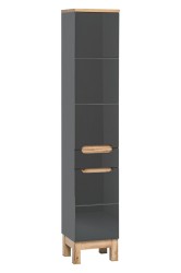 COMAD - Vysoká skříňka 2 dvířka 1 zásuvka BALI GRAPHITE (5907611647561)