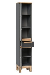 COMAD - Vysoká skříňka 2 dvířka 1 zásuvka BALI GRAPHITE (5907611647561)
