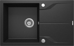 DEANTE - Andante flush grafit metalic - Granitový dřez s odkapávačem - zápustný (ZQN_G11F)