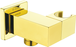 DEANTE - Cascada zlato - Úhlová hadicová spojka, čtvercová, s držákem ruční sprchy (NAC_Z58K)