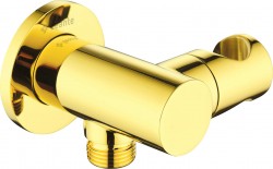 DEANTE - Cascada zlato - Úhlová hadicová spojka, kulatá, s držákem ruční sprchy (NAC_Z57K)