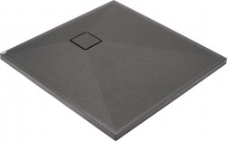 DEANTE - Correo antracit metalic - Granitová sprchová vanička, čtvercová, 90x90 cm (KQR_T41B)
