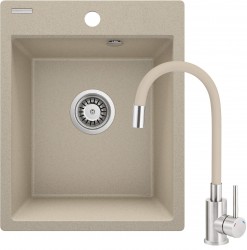 DEANTE - Dřez Corio z granitu pískového, s baterií, 1-dřez (ZRCP7103)