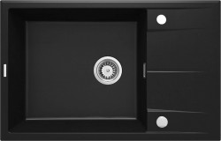 DEANTE - Eridan černá - Granitový dřez s odkapávačem (ZQE_N11B)